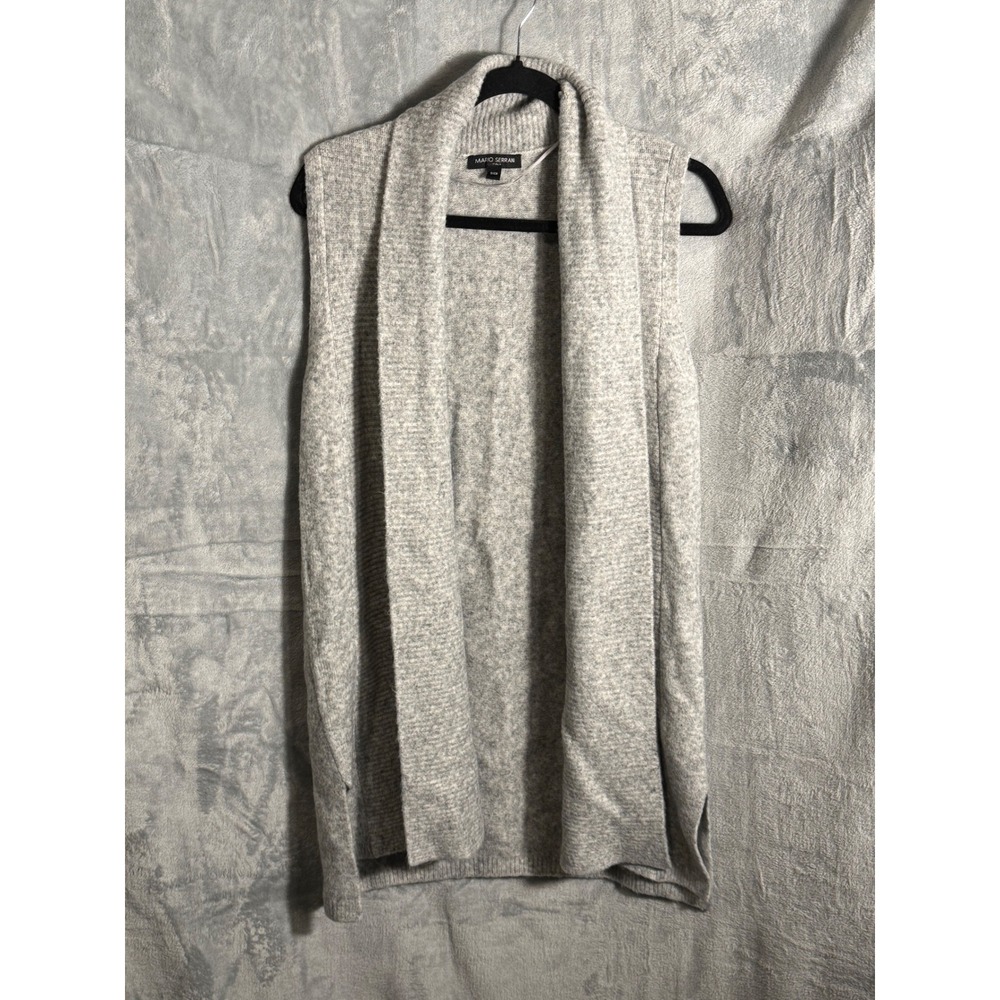 MARIO SERRANI Italy Light Gray Chunky Sleeveless Vest Sweater‎ S/CH wool blend